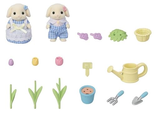 Sylvanian Families - Irmã e Irmão Coelhos Floral - Conjunto de Jardinagem - Epoch