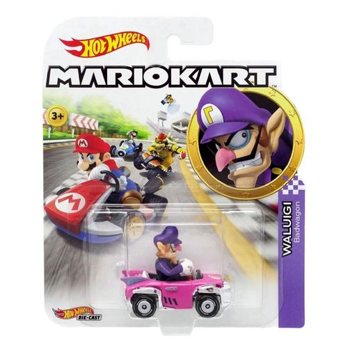 Carrinho Hot Wheels - Waluigi - Mario Kart - Badwagon - 1:64 - Mattel