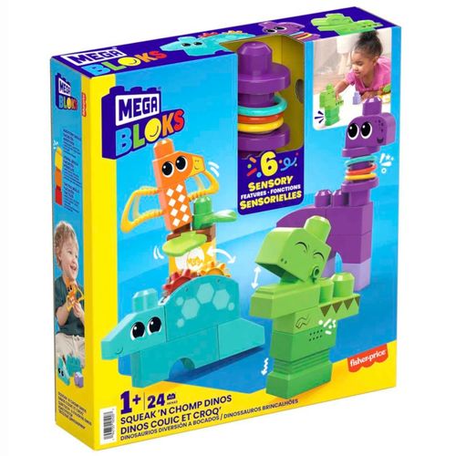 Blocos de Montar - Mega Bloks - Dinossauros Brincalhões - 24 Peças - Fisher-Price