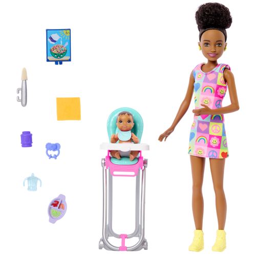 Playset Barbie com Boneca - Barbie com Bebê e Vestido Arco-Íris - Skipper - Mattel