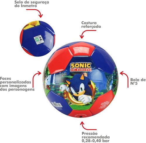 Bola de Futebol - Sonic - Vermelho - BBR Toys