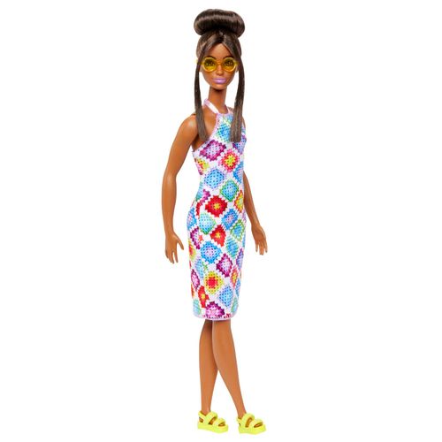 Boneca Barbie Fashionista - Vestido de Tricot com Losangos - Negra - 210 - Mattel