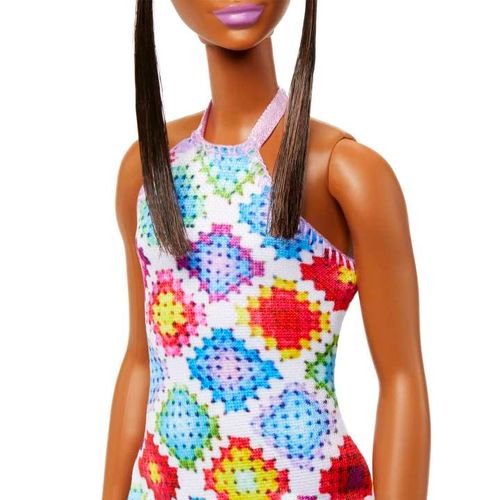 Boneca Barbie Fashionista - Vestido de Tricot com Losangos - Negra - 210 - Mattel