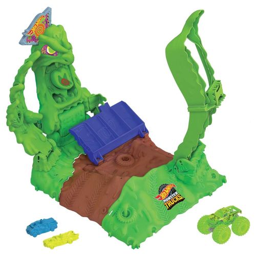 Pista Hot Wheels com Carrinho - Arena de Demolição Gunkster - Glow in the Dark - Monster Trucks - Mattel