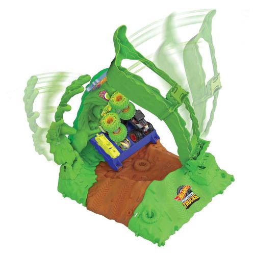 Pista Hot Wheels com Carrinho - Arena de Demolição Gunkster - Glow in the Dark - Monster Trucks - Mattel