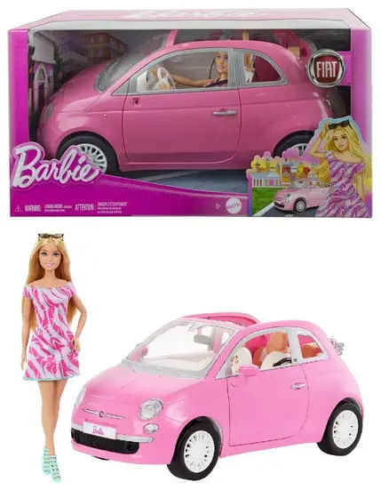 Boneca Barbie e Carro Fiat 500 - HRG59 - Mattel