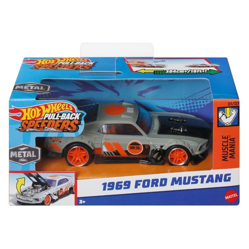 Carrinho Hot Wheels - Ford Mustang 1969 - Pull-Back Speeders - 1:43 - Mattel