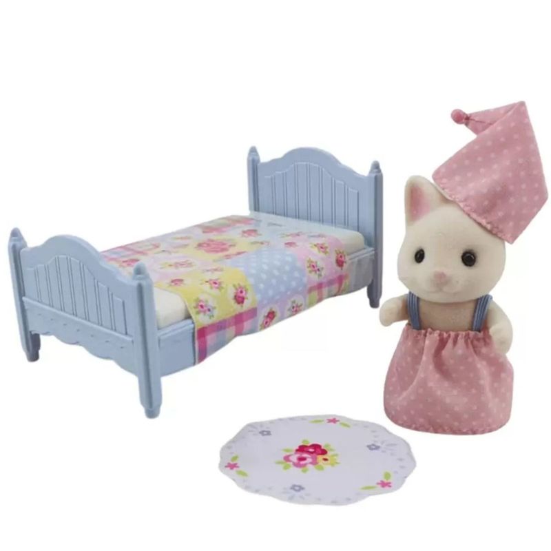 EPO5681---Sylvanian-Families---Conjunto-Cama-e-Menina-Gato-Primavera---Epoch-4