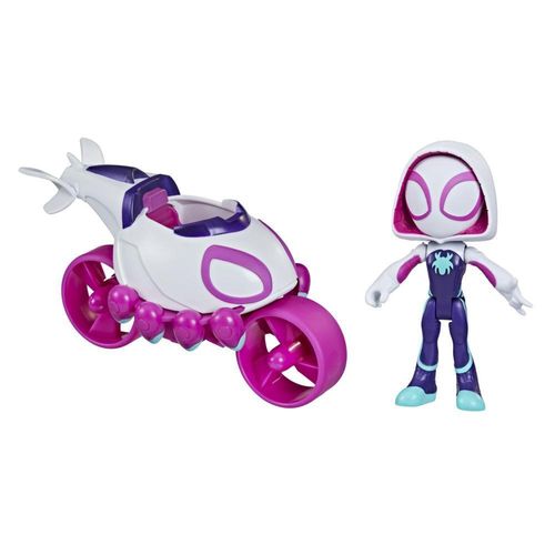 Veículo de Roda Livre com Mini Figura - Ghost-Spider e Moto-Cóptero - Spidey and His Amazing Friends - Hasbro