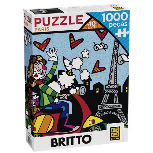 Quebra-Cabeça - Romero Britto - Paris - 1000 Peças - Grow