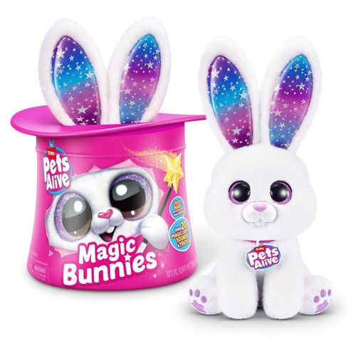 Pelúcia Interativa com Som e Luz - Magic Bunnies - Pets Alive - Coelho Branco - Candide