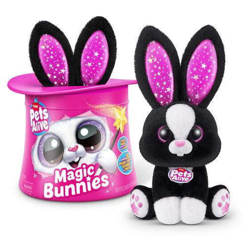 Pelúcia Interativa com Som e Luz - Magic Bunnies - Pets Alive - Coelho Preto - Candide