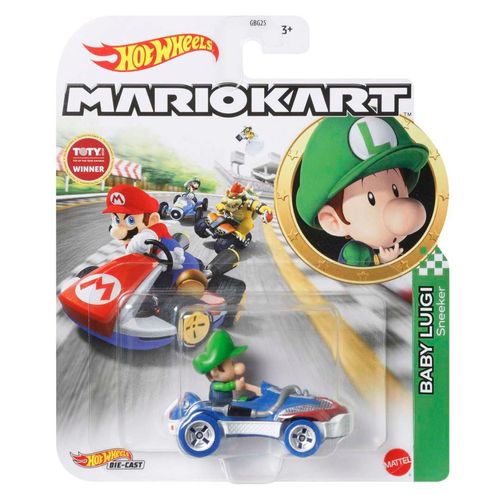 Carrinho Hot Wheels - Baby Luigi - Sneeker - Mario Kart - 1:64 - Mattel
