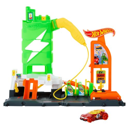 Pista com Carrinho Hot Wheels - Posto de Combustível Super Recarga - Mattel