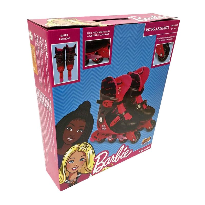 FUCF0091-0---Patins-Ajustavel-Barbie---Tamanho-37-a-40---4-Rodas---Preto---Fun-2