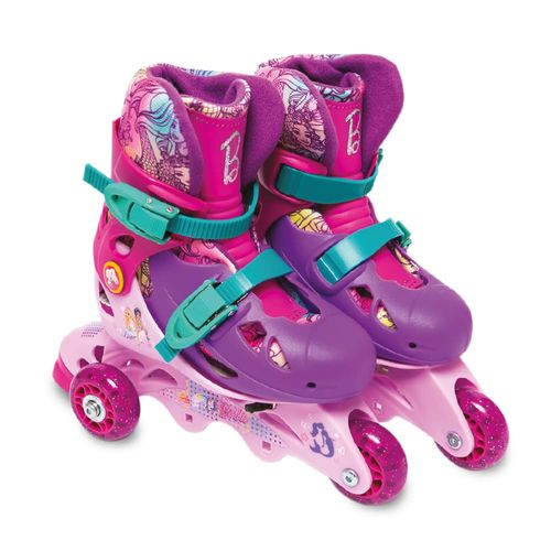 Patins Ajustável Barbie Dreamtopia - Tamanho 29 a 32 - 3 Rodas - Roxo - Fun