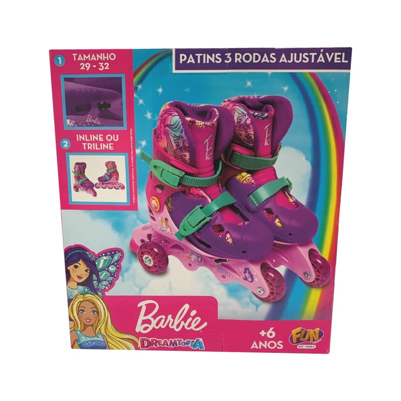 FUCF0090-9---Patins-Ajustavel-Barbie-Dreamtopia---Tamanho-29-a-32---3-Rodas---Roxo---Fun-3