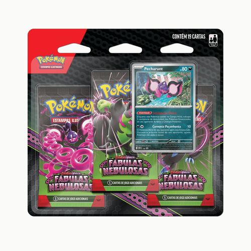Jogo de Cartas Pokémon - Blister Triplo - Fábulas Nebulosas - Escarlate e Violeta - Copag