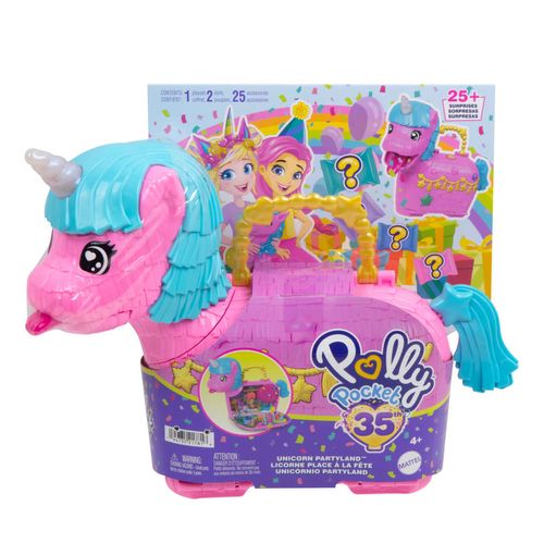 Playset Polly Pocket - Unicórnio Partyland - 35 anos - Mattel