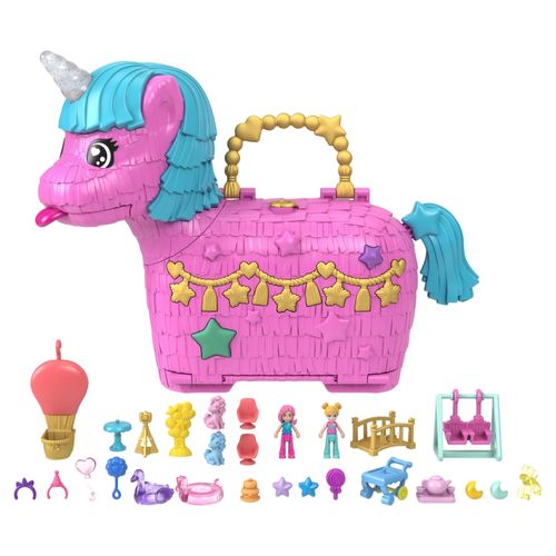 Playset Polly Pocket - Unicórnio Partyland - 35 anos - Mattel