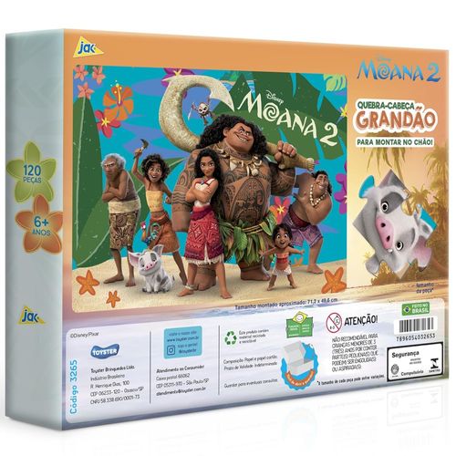 Quebra-Cabeça Grandão - Moana 2 - Disney - 120 Peças - Toyster
