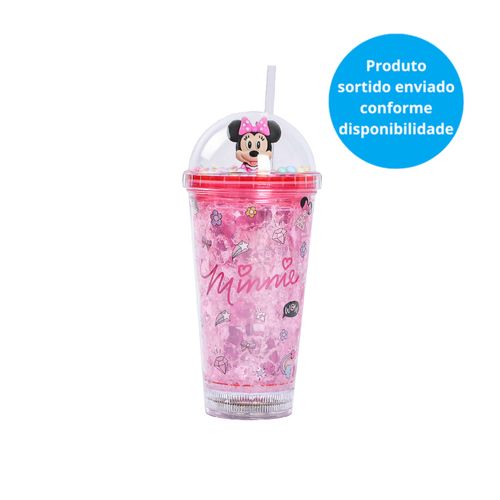 Copo com led e canudo-Minnie-450ml-Disney-BBR