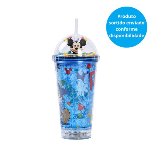 Copo com luzes e Canudo Mickey 450ml Sortido
