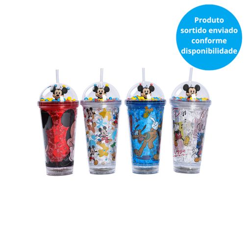 Copo com luzes e Canudo Mickey 450ml Sortido