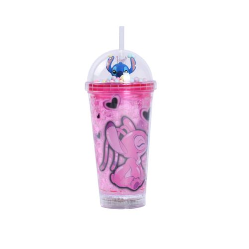 Copo com luzes e Canudo Stitch 450ml Sortido