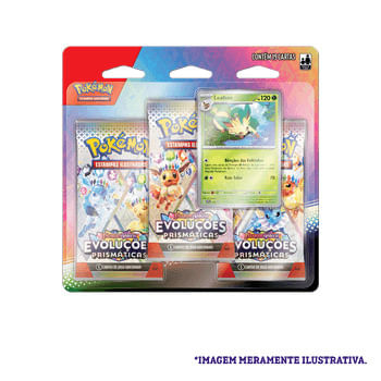Blister Pokémon Triplo- Leafeon -Ev8.5 Evoluções Prismáticas-Copag