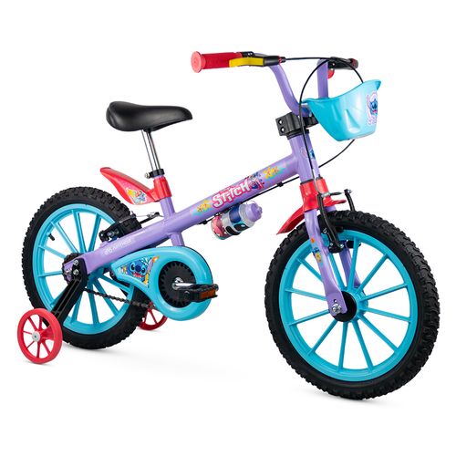 Bicicleta Aro 16 - Stitch - Azul e Lilás - Nathor