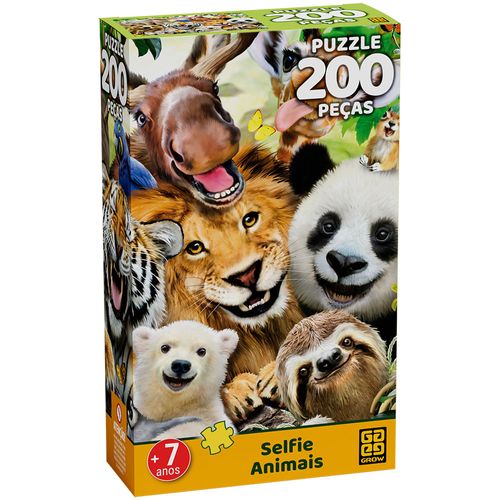 Quebra-Cabeças - Selfie Animal - 200 Peças - Grow