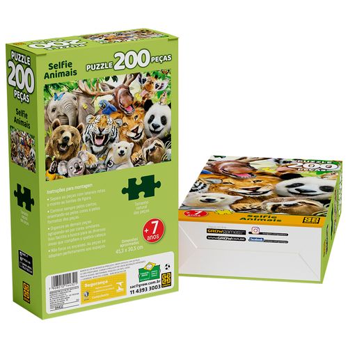 Quebra-Cabeças - Selfie Animal - 200 Peças - Grow
