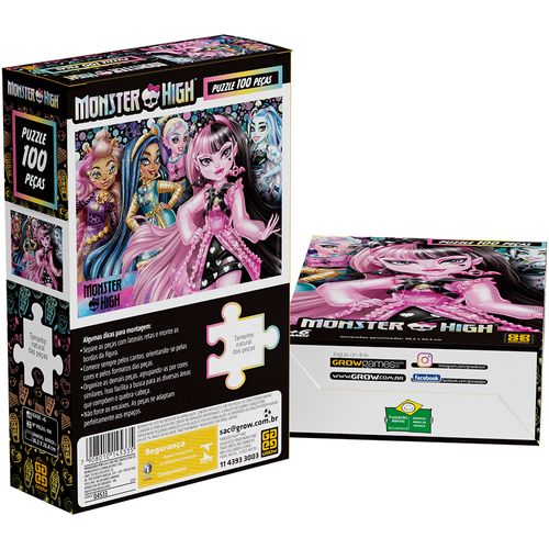 Quebra-Cabeças - Monster High - 100 Peças - Grow
