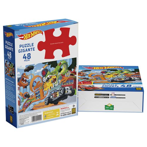 Quebra-Cabeças Gigante - Hot Wheels - 48 Peças - Grow