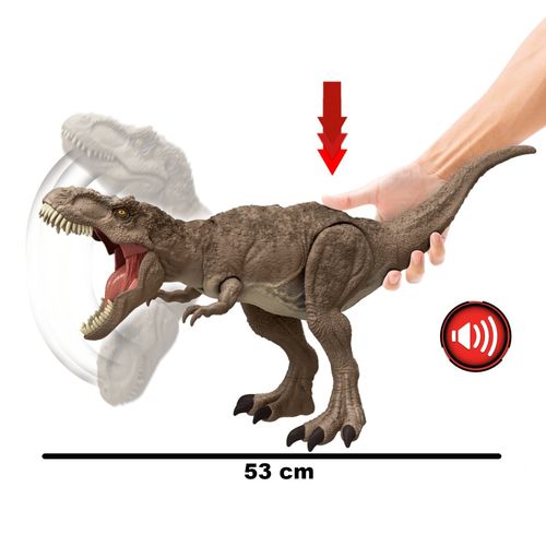 Dinossauro Articulado com Som - Tiranossauro Rex - Ataque Massivo - Jurassic World - 53 cm - Mattel