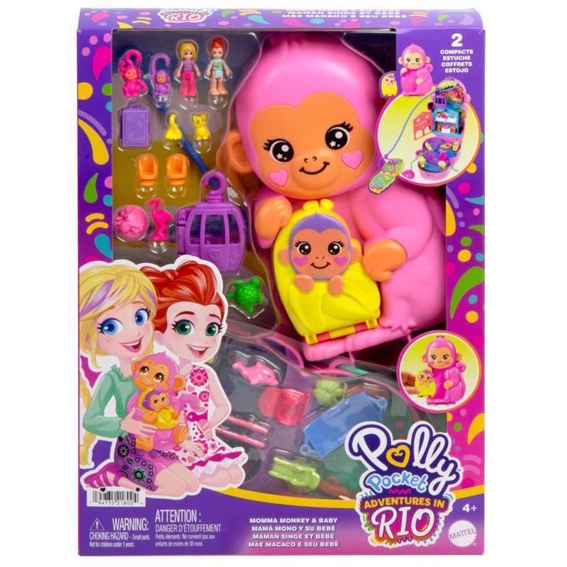 MATGKJ93 HWP04 - Playsey Polly Pocket - Mae Macaco e seu Bebe - Mattel 1.jpg