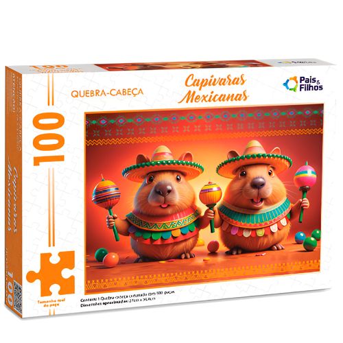 Quebra-Cabeças - Capivaras Mexicanas - 100 Peças - Pais & Filhos