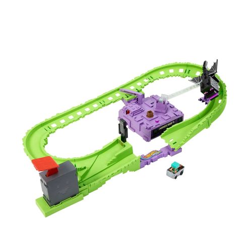 Pista com Carrinho Hot Wheels - Última Volta do Dragão do Ender - Minecraft - Mattel