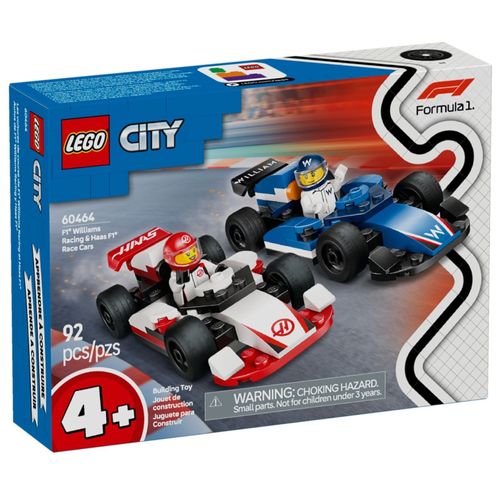 LEGO City - Carros da Williams Racing e Haas F1 - 92 Peças - 60464