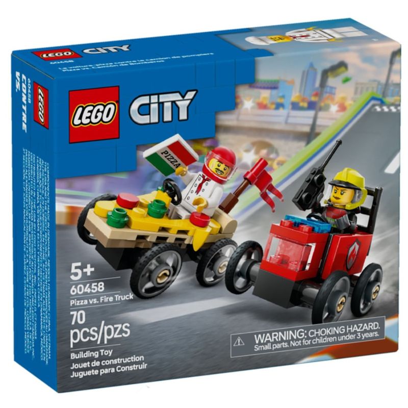 LEG60458 - LEGO City - Carro de Pizza vs Caminhao de Bombeiros - 70 Pecas - 60458 1.jpg