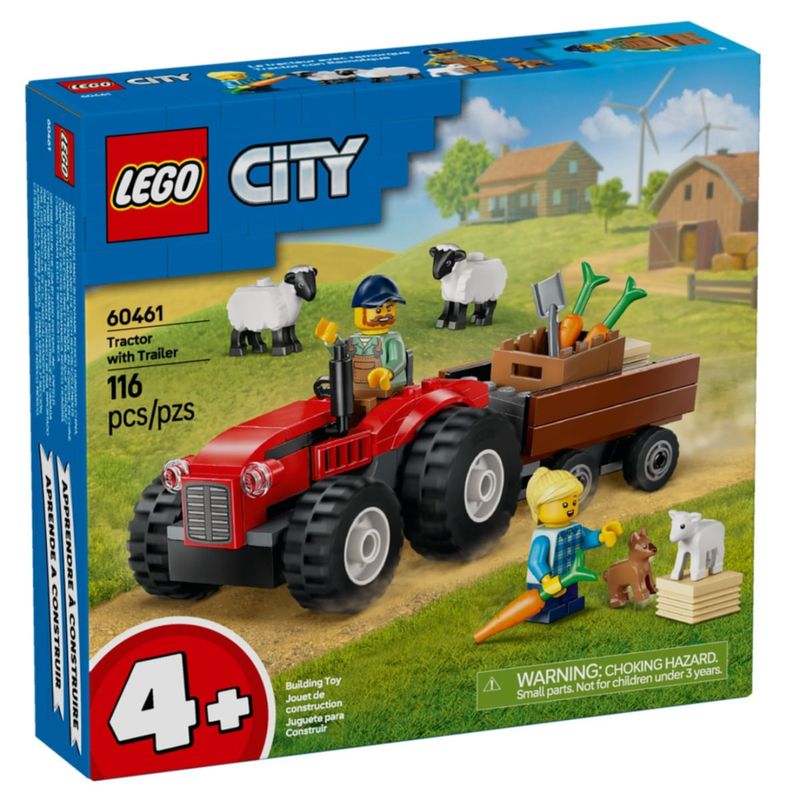 LEG60461 - LEGO City - Trator Agricola Vermelho com Reboque e Ovelhas - 116 Pecas - 60461 1.jpg