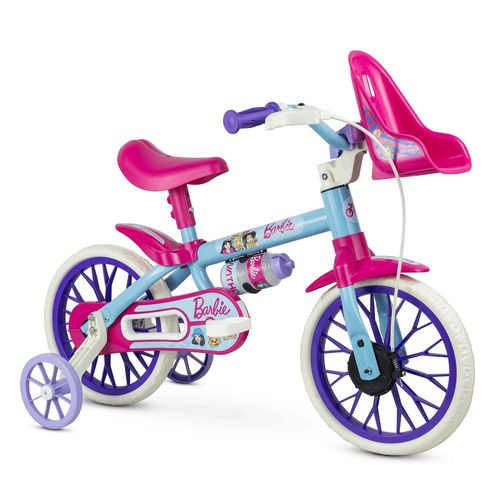 Bicicleta Infantil Aro 12 - Barbie - Azul e Rosa - Nathor