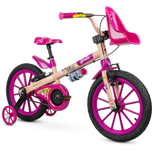 Bicicleta Aro 16 - Barbie - Rosa e Bege - Nathor