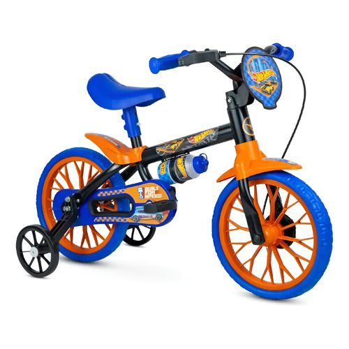 Bicicleta Infantil Aro 12 - Hot Wheels - Preto e Azul - Nathor
