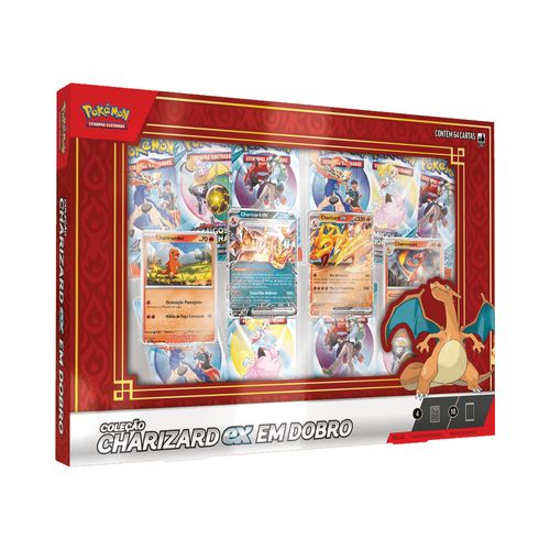 Box de Cartas Pokémon - Coleção Charizard Ex em Dobro - Copag