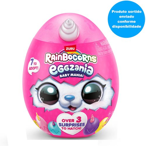 Ovo com Pelúcia Surpresa - Baby Mania - Eggzania - Rainbocorns - Sortido - Fun