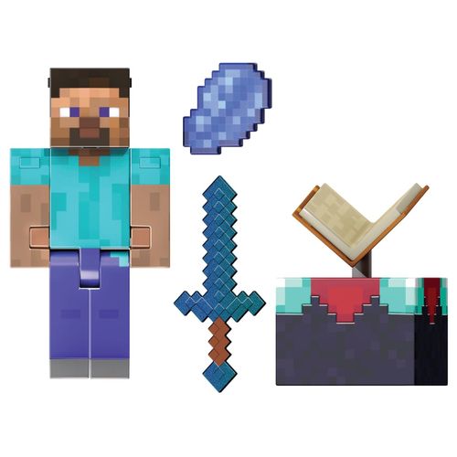 Conjunto Minecraft - Steve - Diamond Level - 13 cm - Mattel