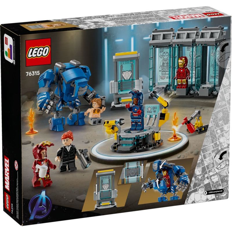 LEG76315---LEGO-Marvel---Laboratorio-do-Homem-de-Ferro-Salao-de-Armaduras---384-Pecas---76315-6