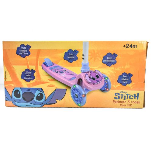 Patinete Infantil - 3 Rodas com Luzes - Stitch - Angel - Disney - BBR Toys